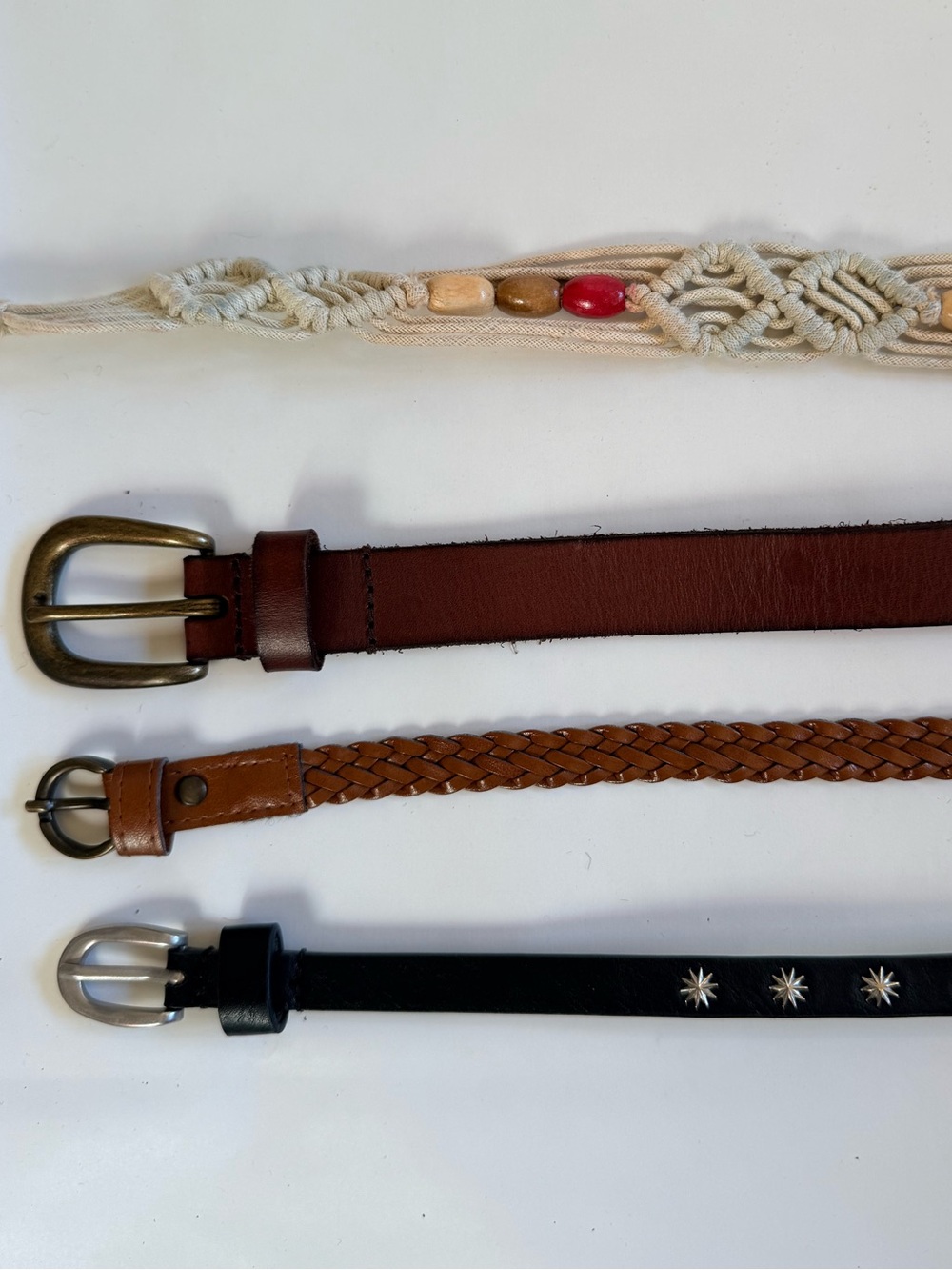 4-Piece Boho Belt Bundle BDG Leather Braided Studded Macramé